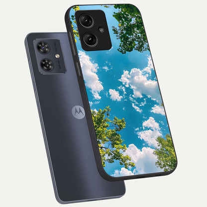  Green Moon Energy phone case For Moto G54 showing premium glass back cover with detailed artwork