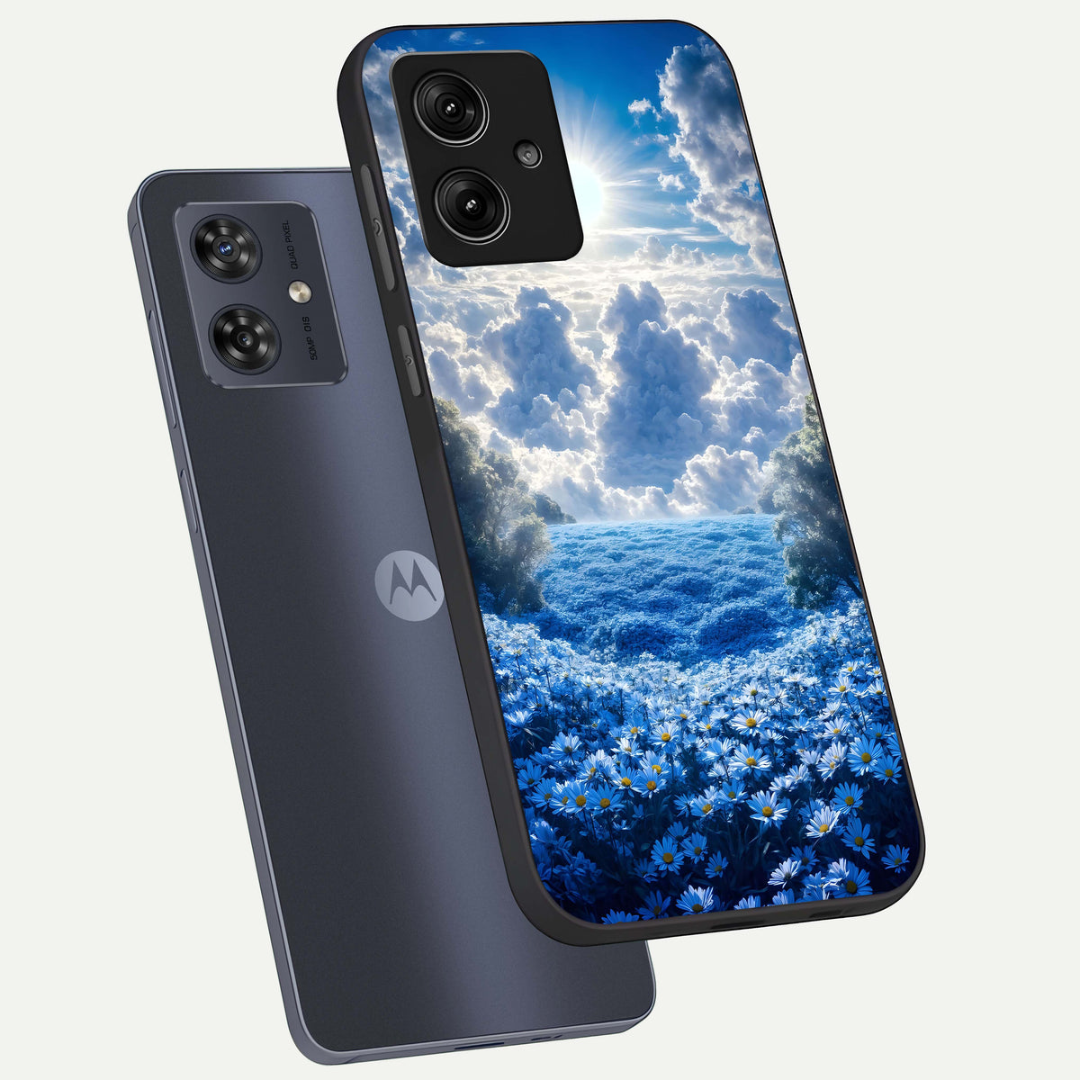  Heavenly Daisy Horizon phone case For Moto G54 showing premium glass back cover with detailed artwork