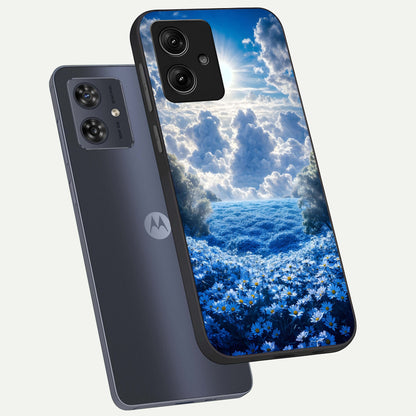  Heavenly Daisy Horizon phone case For Moto G54 showing premium glass back cover with detailed artwork
