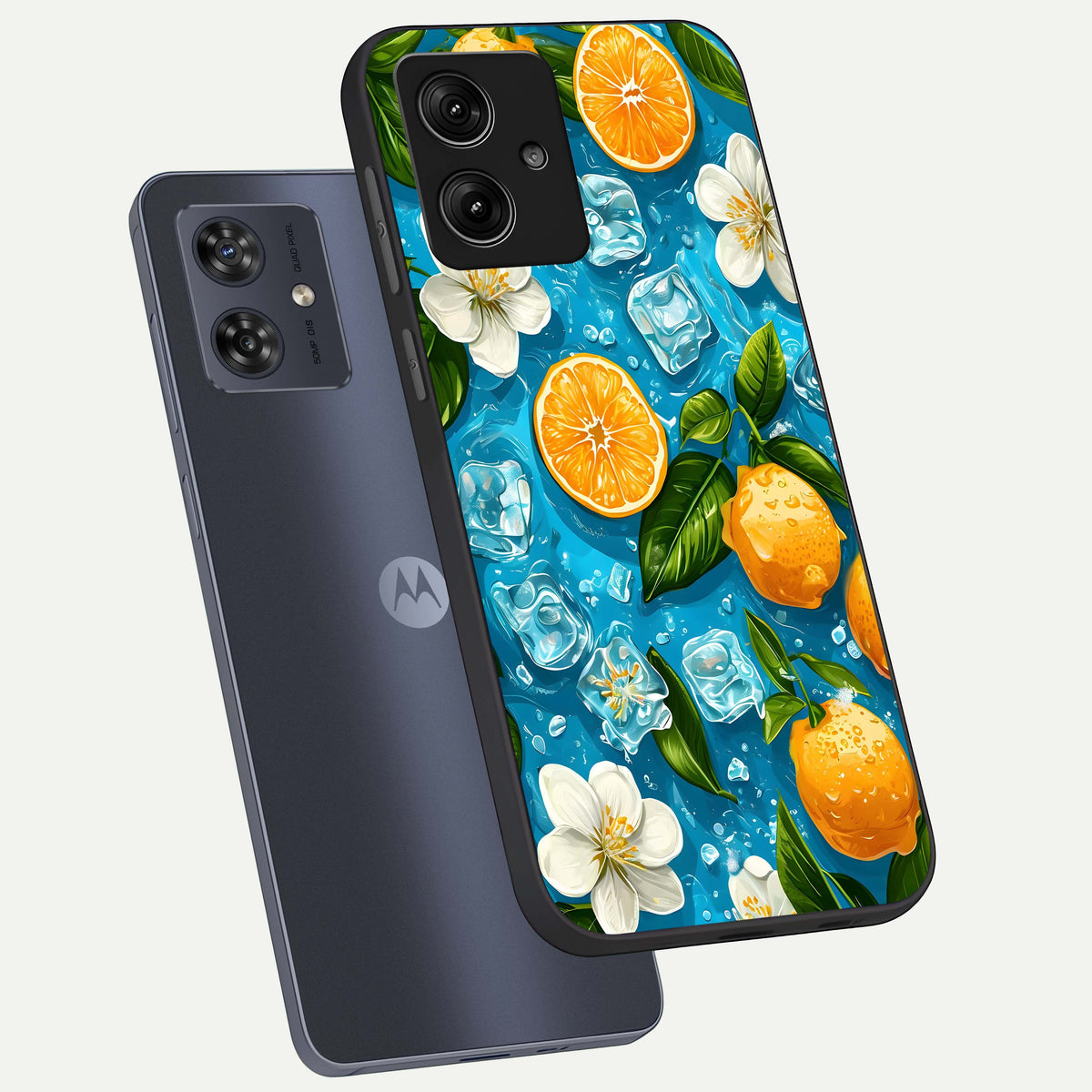  Ice Cube With Orange phone case For Moto G54 showing premium glass back cover with detailed artwork