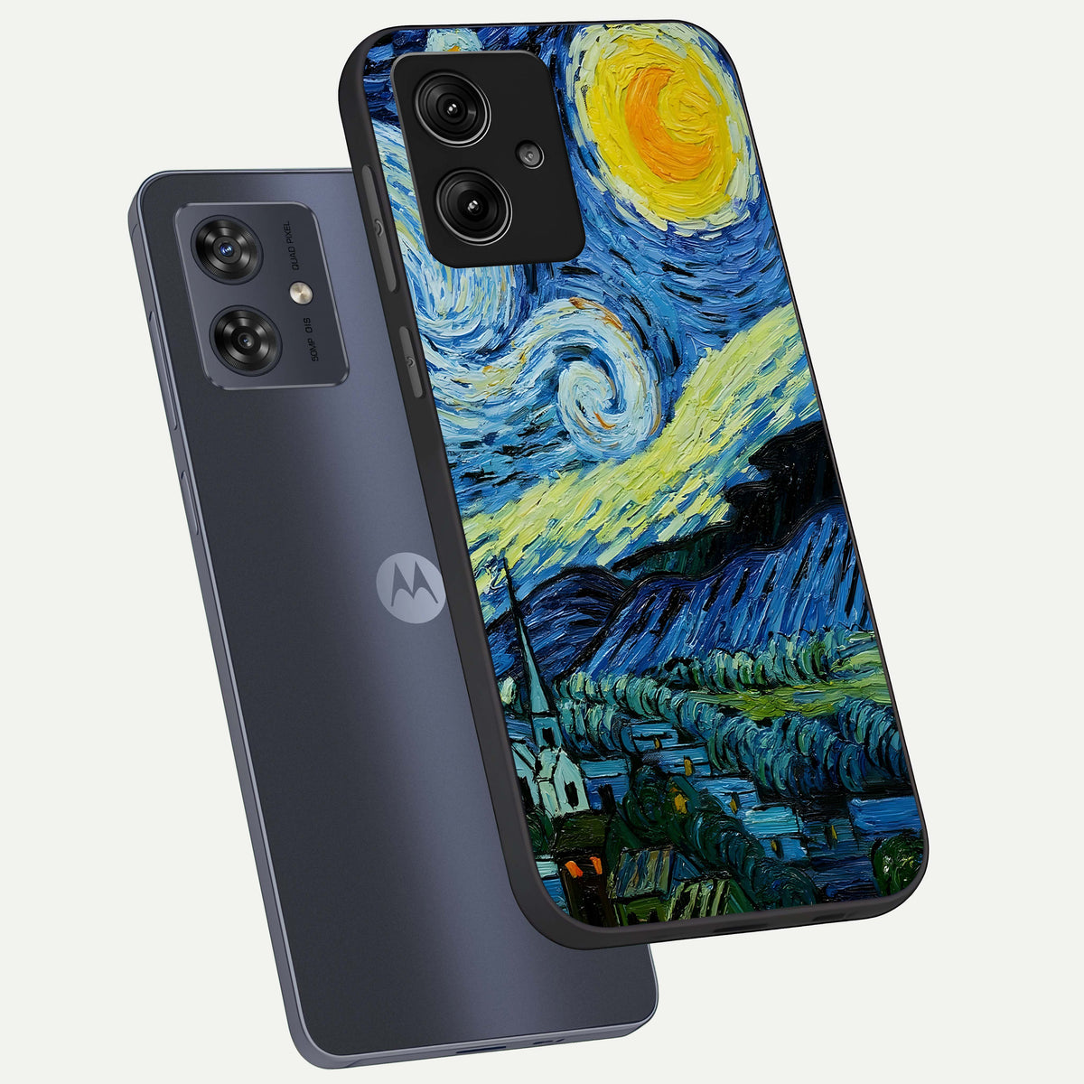  Inspired Van Gogh Art phone case For Moto G54 showing premium glass back cover with detailed artwork
