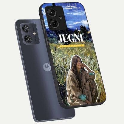  Jugni Soul Vibes phone case For Moto G54 showing premium glass back cover with detailed artwork