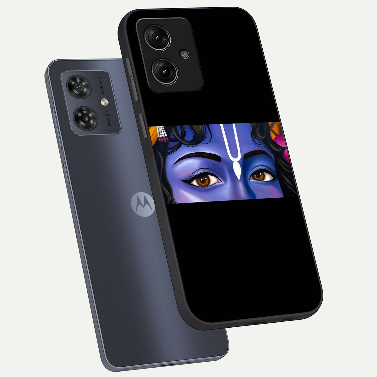  Krishna Eye phone case For Moto G54 showing premium glass back cover with detailed artwork