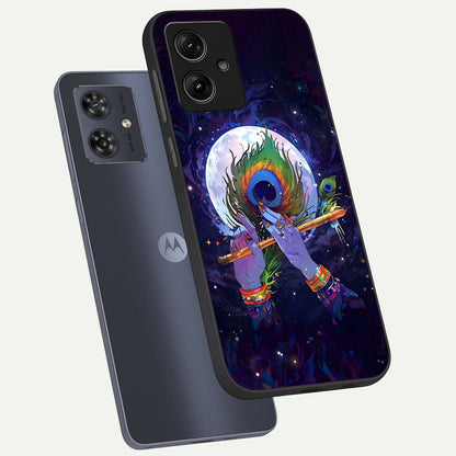  Krishna Hands Art phone case For Moto G54 showing premium glass back cover with detailed artwork
