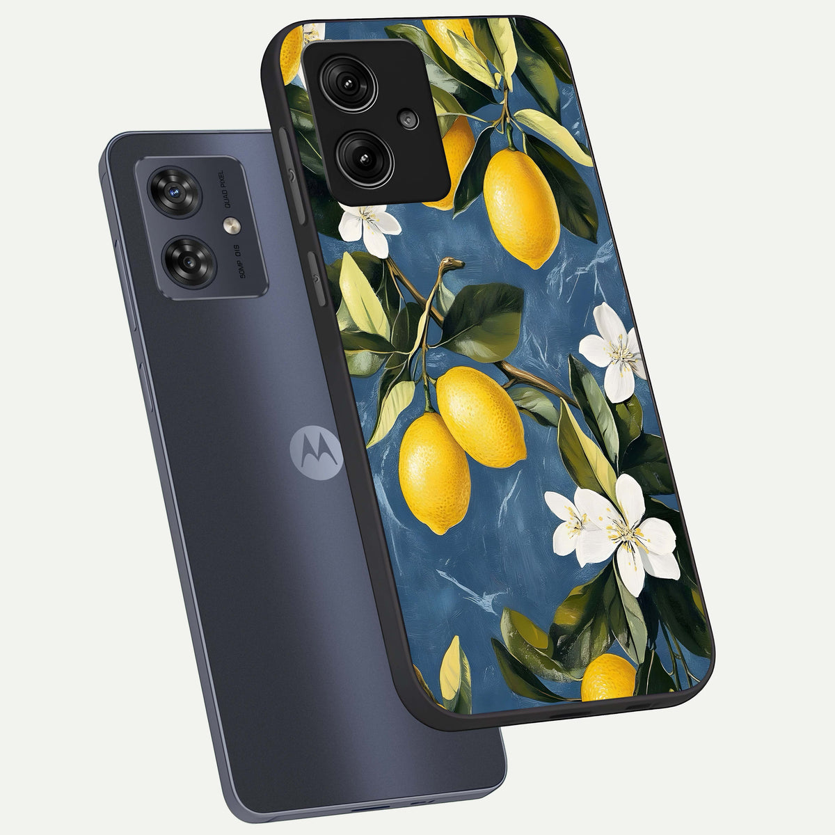  Lemon Dream Garden phone case For Moto G54 showing premium glass back cover with detailed artwork