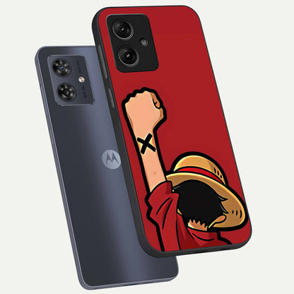  Luffy X Spirit phone case For Moto G54 showing premium glass back cover with detailed artwork