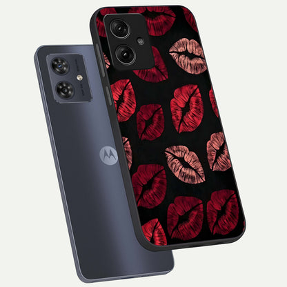  Midnight Kiss Love phone case For Moto G54 showing premium glass back cover with detailed artwork