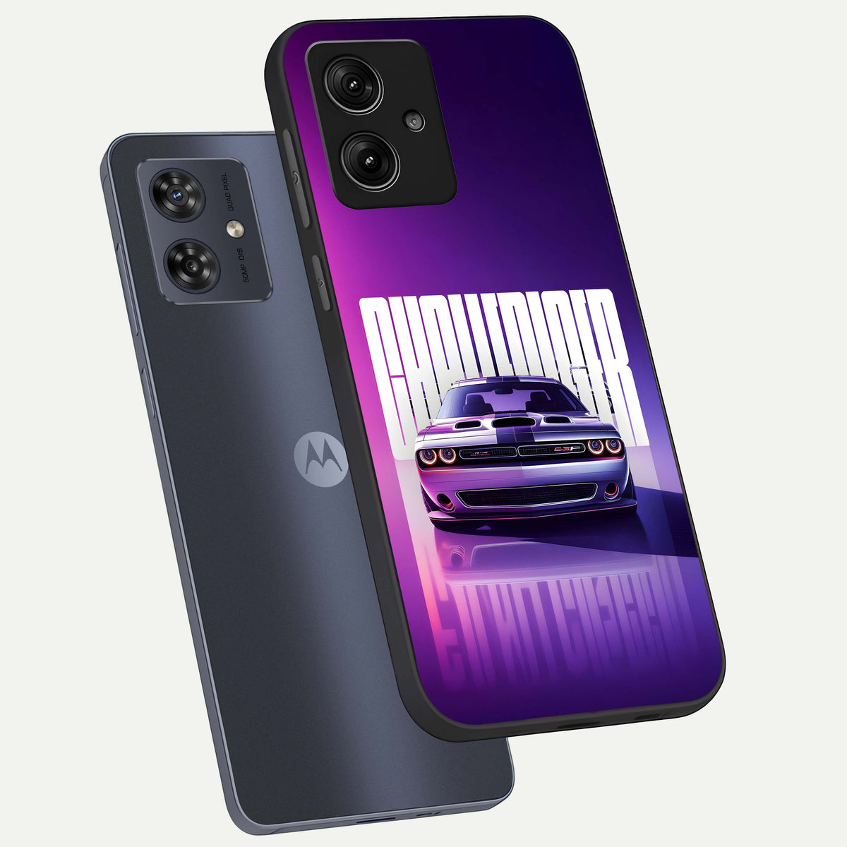  Midnight Muscle Ride phone case For Moto G54 showing premium glass back cover with detailed artwork