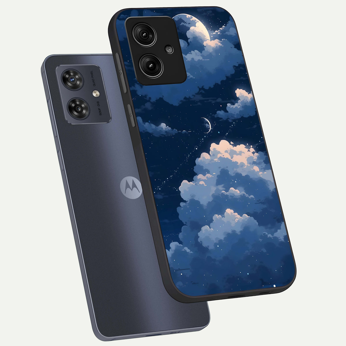  Moon Dream Haze phone case For Moto G54 showing premium glass back cover with detailed artwork