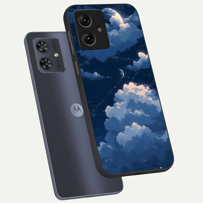  Moon Dream Haze phone case For Moto G54 showing premium glass back cover with detailed artwork