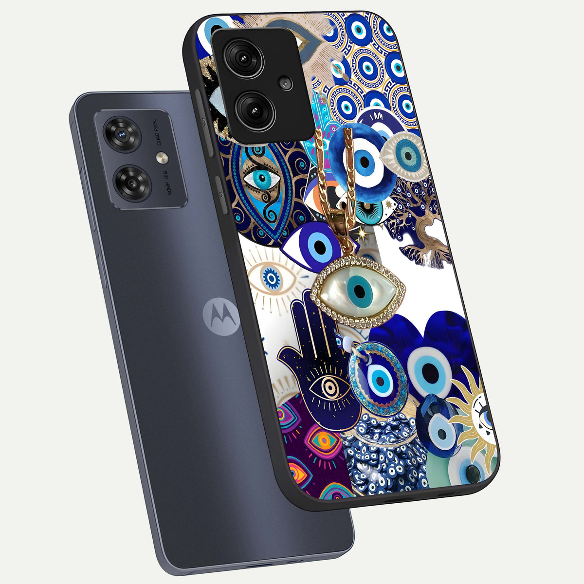  Mystic Charm Eye phone case For Moto G54 showing premium glass back cover with detailed artwork
