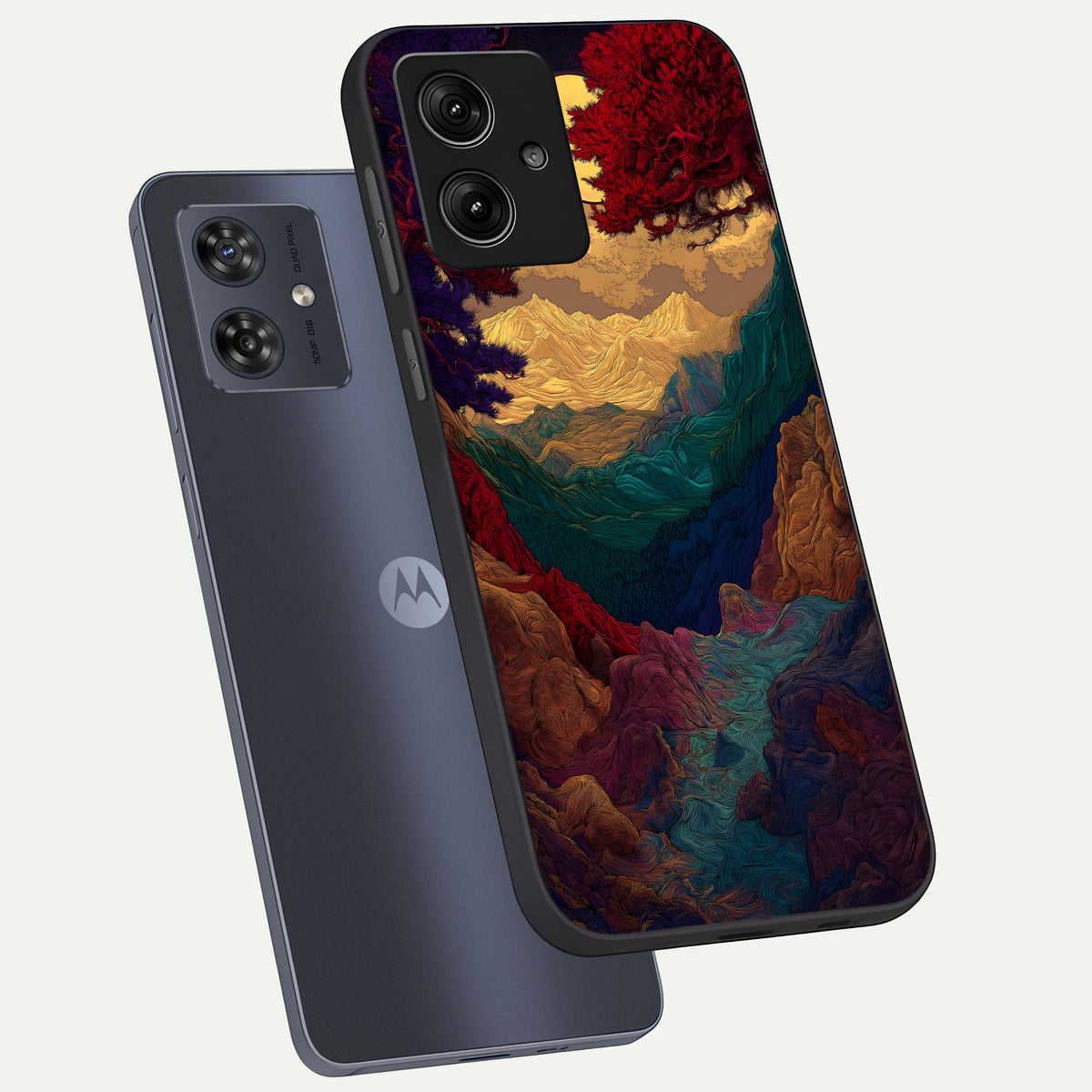  Mystic Valley Light phone case For Moto G54 showing premium glass back cover with detailed artwork
