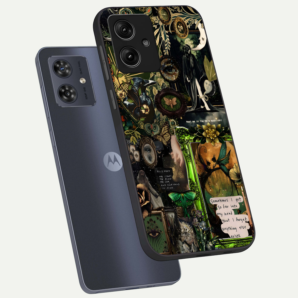  Mystic Woods Secret phone case For Moto G54 showing premium glass back cover with detailed artwork