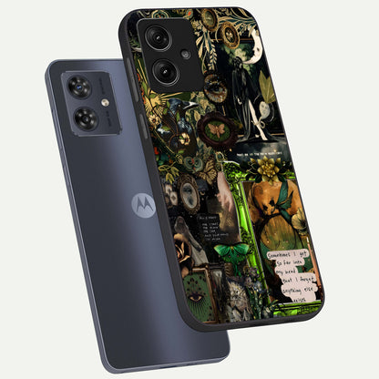  Mystic Woods Secret phone case For Moto G54 showing premium glass back cover with detailed artwork