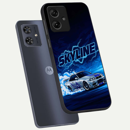  Neon Drift Beast phone case For Moto G54 showing premium glass back cover with detailed artwork