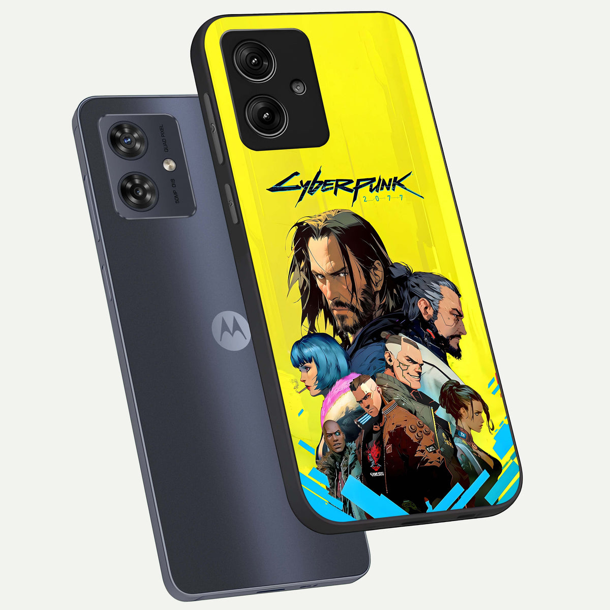  Neon Rebel Genesis phone case For Moto G54 showing premium glass back cover with detailed artwork