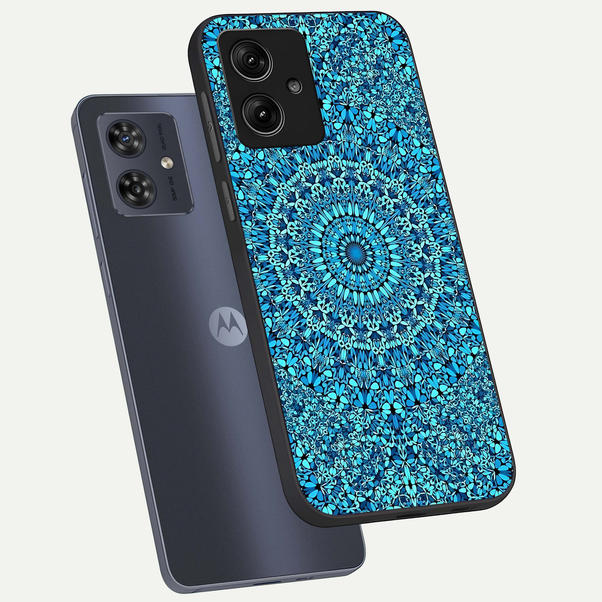  Ocean Bloom Mandala phone case For Moto G54 showing premium glass back cover with detailed artwork