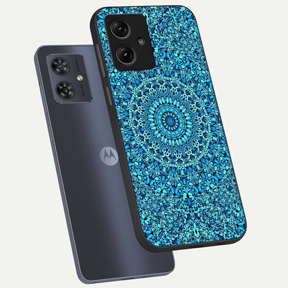  Ocean Bloom Mandala phone case For Moto G54 showing premium glass back cover with detailed artwork