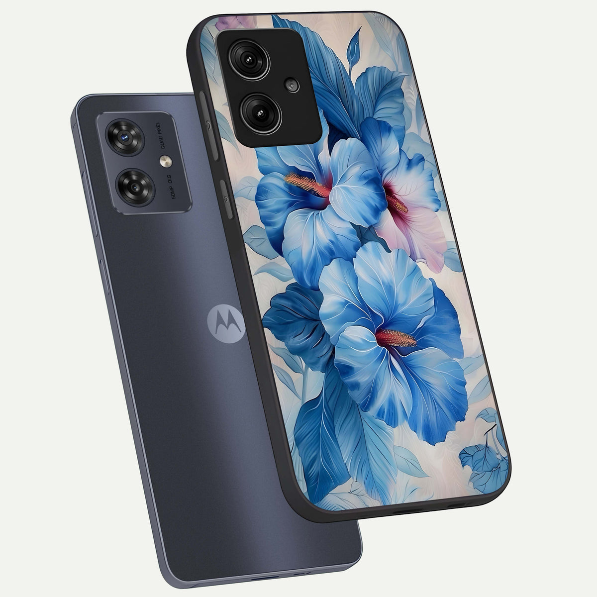  Ocean Hibiscus Grace phone case For Moto G54 showing premium glass back cover with detailed artwork