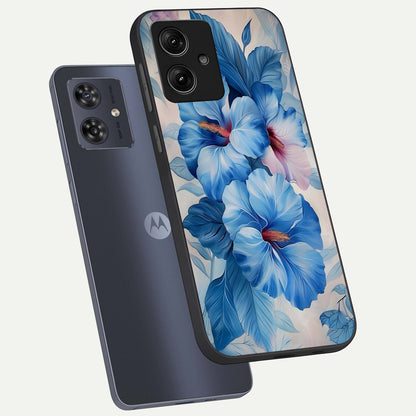  Ocean Hibiscus Grace phone case For Moto G54 showing premium glass back cover with detailed artwork