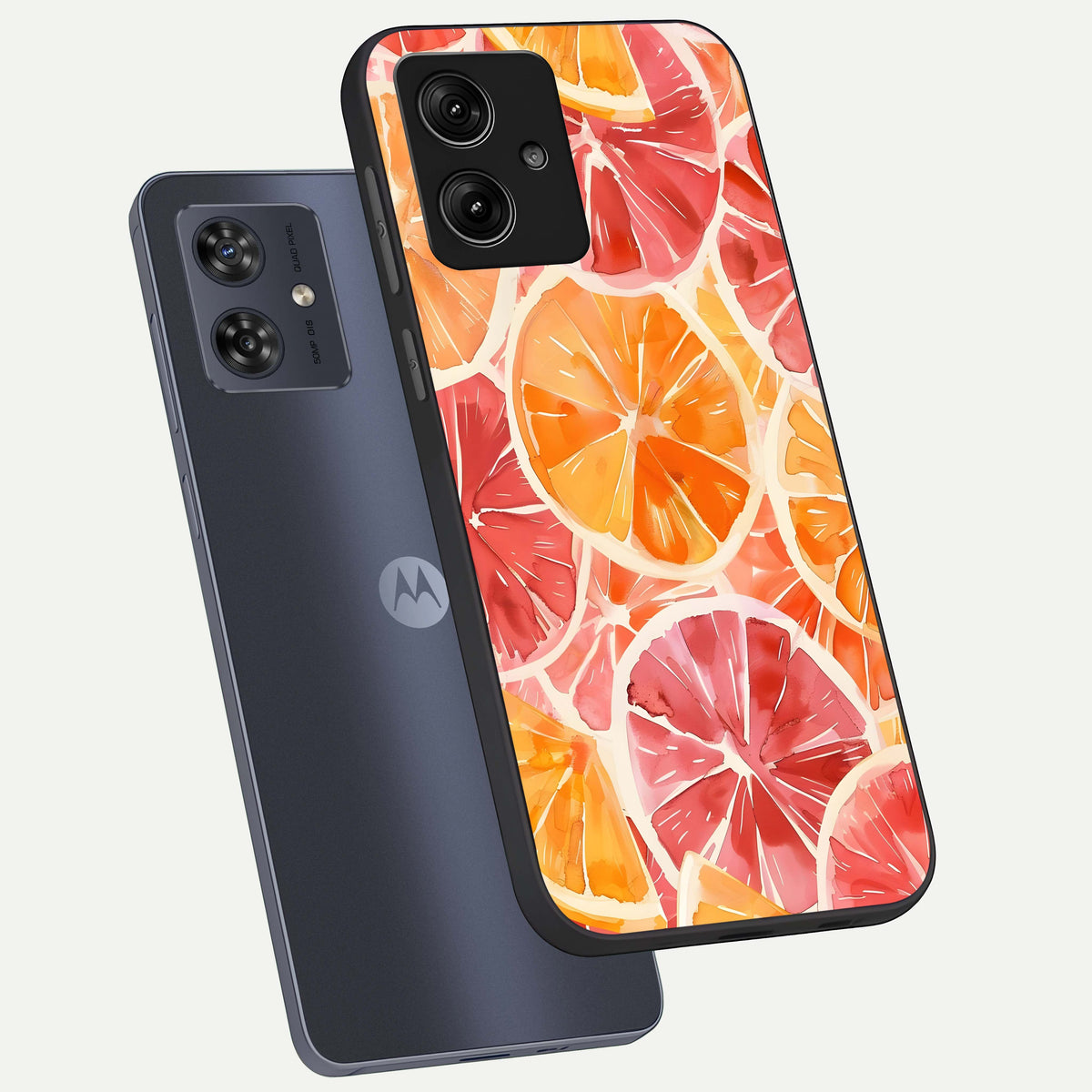  Orange Fruits Pattern phone case For Moto G54 showing premium glass back cover with detailed artwork