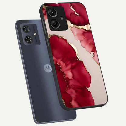  Pink And White Marble phone case For Moto G54 showing premium glass back cover with detailed artwork