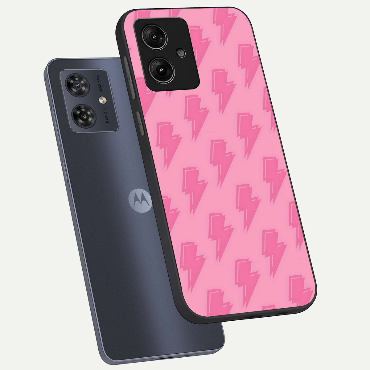  Pink Moo Magic phone case For Moto G54 showing premium glass back cover with detailed artwork