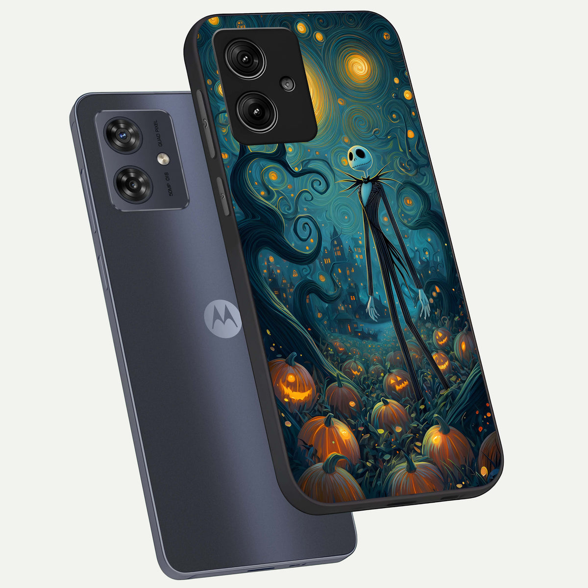  Pumpkin Moonlight Tale phone case For Moto G54 showing premium glass back cover with detailed artwork