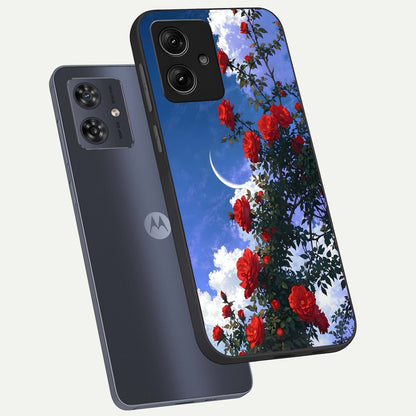  Rose Drift Flowers phone case For Moto G54 showing premium glass back cover with detailed artwork