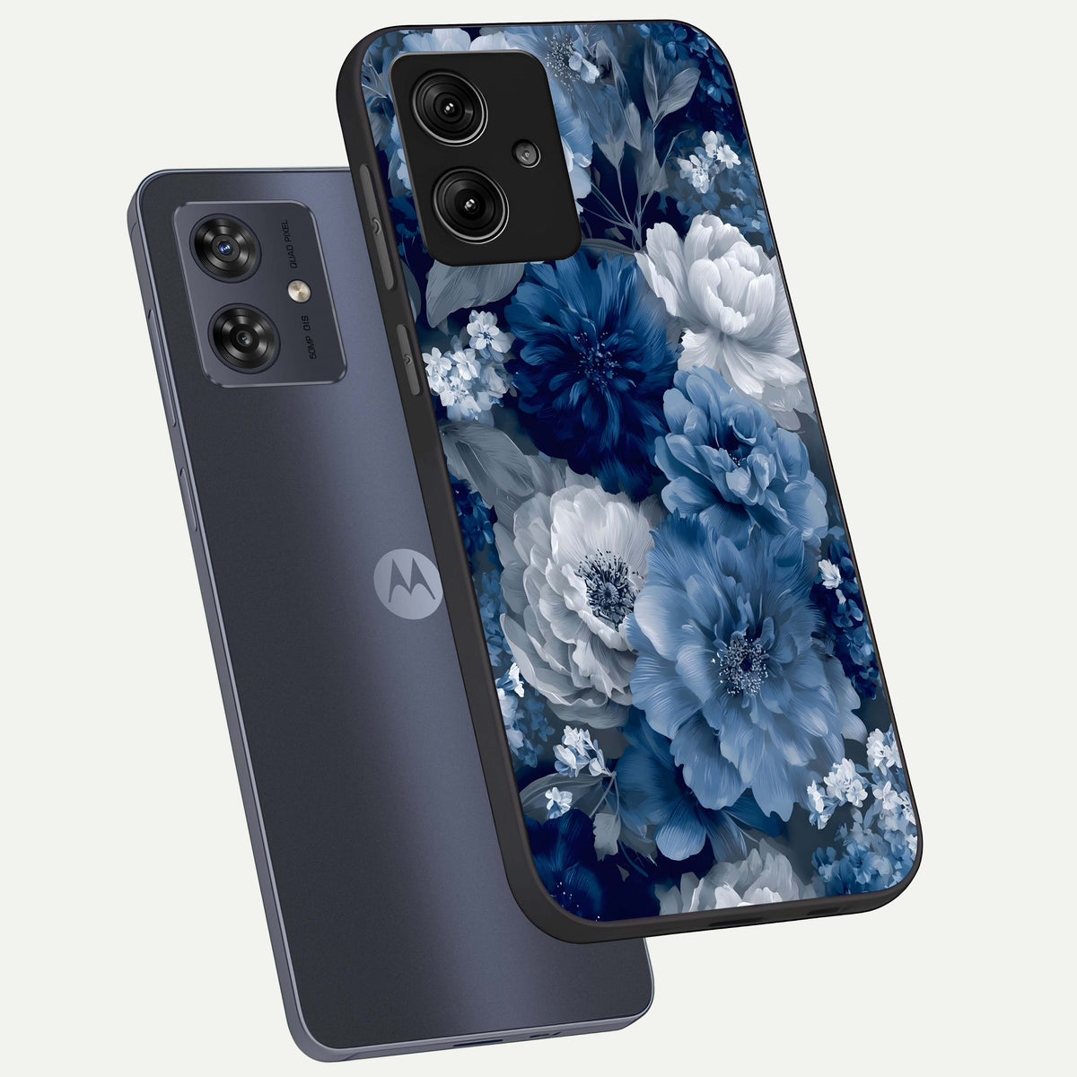  Royal Bloom Garden phone case For Moto G54 showing premium glass back cover with detailed artwork