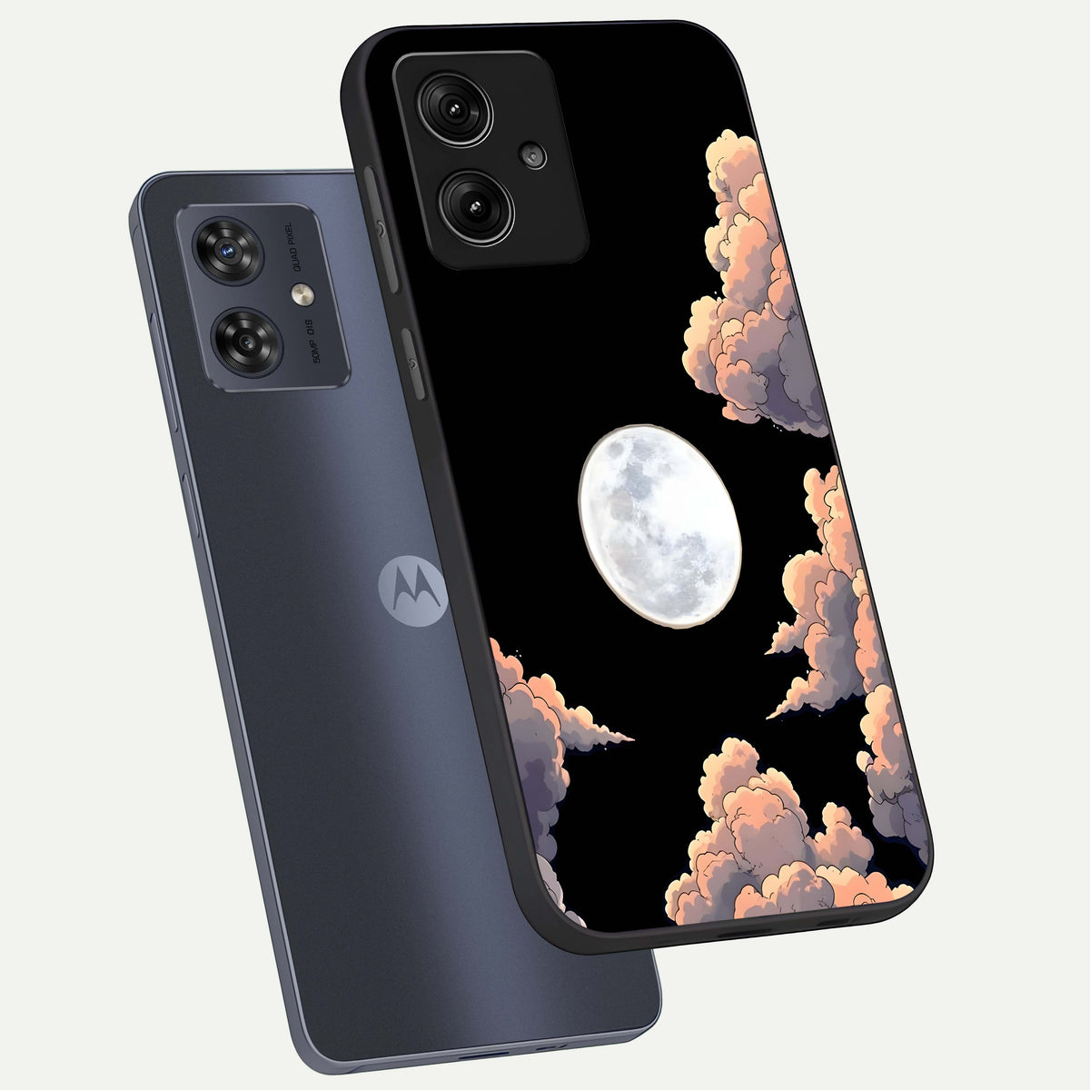  Shade Cloud Moon phone case For Moto G54 showing premium glass back cover with detailed artwork