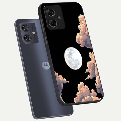  Shade Cloud Moon phone case For Moto G54 showing premium glass back cover with detailed artwork