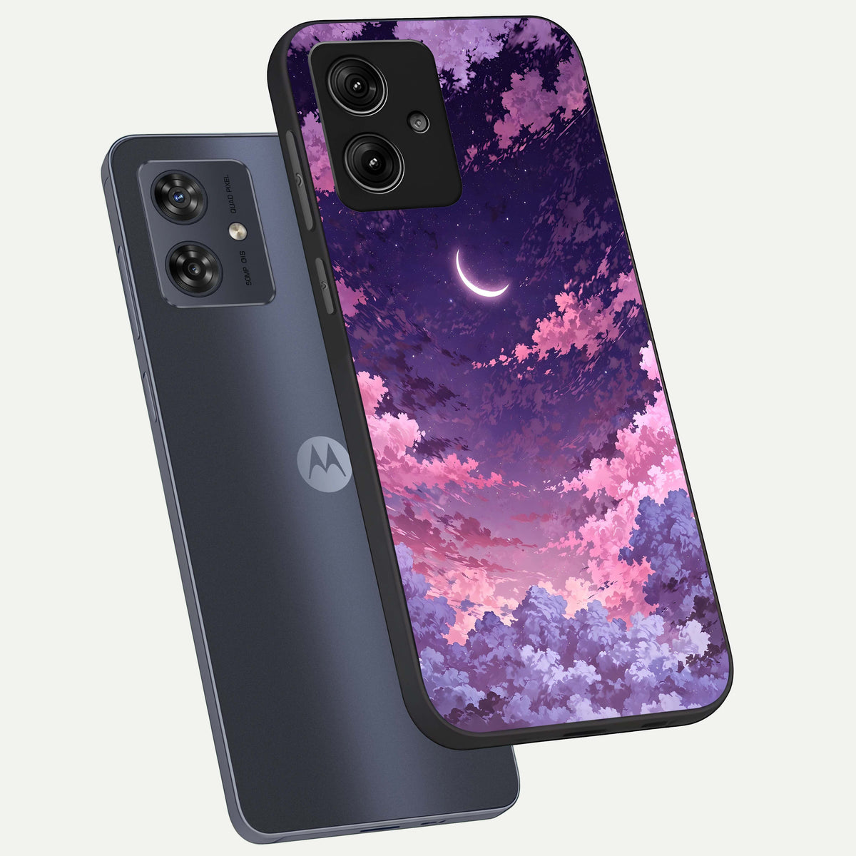  Sky Drift Clouds phone case For Moto G54 showing premium glass back cover with detailed artwork