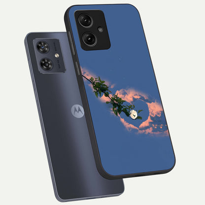  Sky Under Tree phone case For Moto G54 showing premium glass back cover with detailed artwork