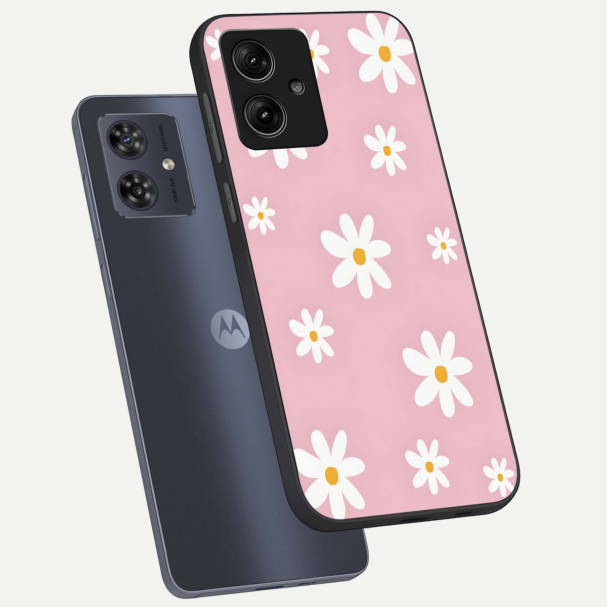  Soft Daisy Bliss phone case For Moto G54 showing premium glass back cover with detailed artwork