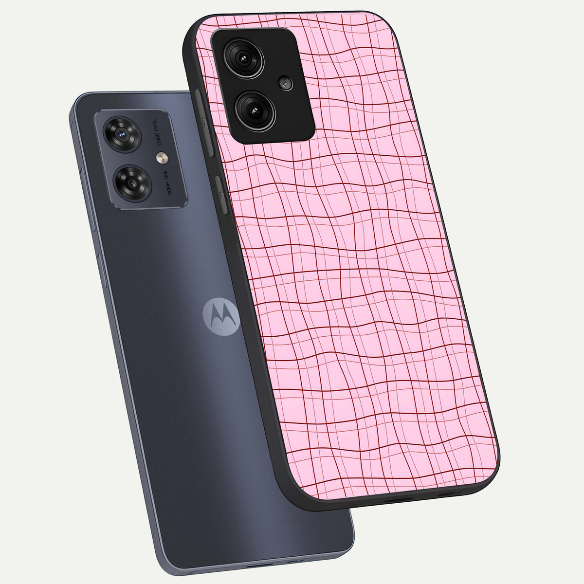  Soft Grid Bliss phone case For Moto G54 showing premium glass back cover with detailed artwork