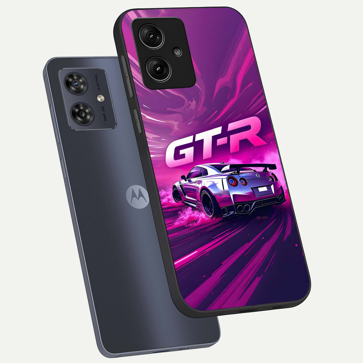  Speed Drift Legend phone case For Moto G54 showing premium glass back cover with detailed artwork