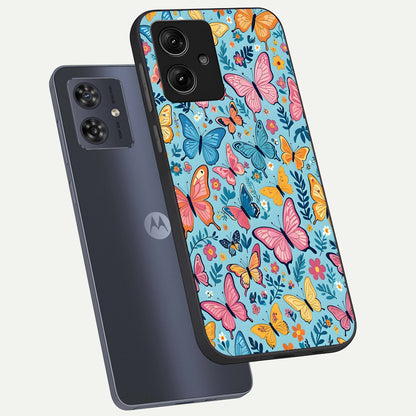  Spring Wing Garden phone case For Moto G54 showing premium glass back cover with detailed artwork