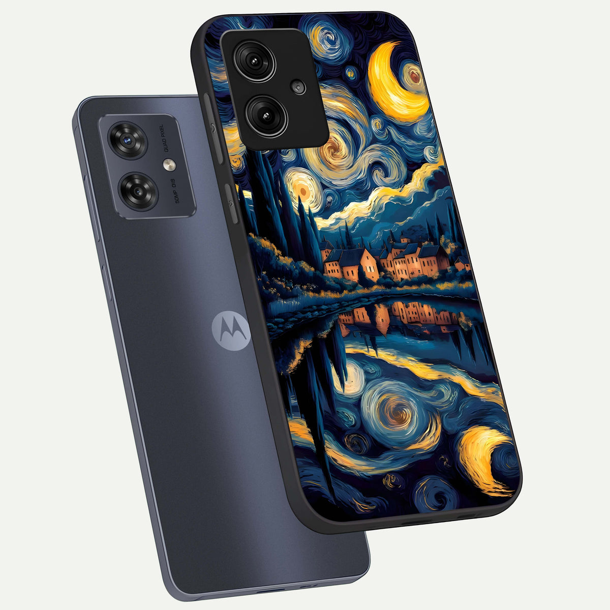  Starry Sky Serenity phone case For Moto G54 showing premium glass back cover with detailed artwork