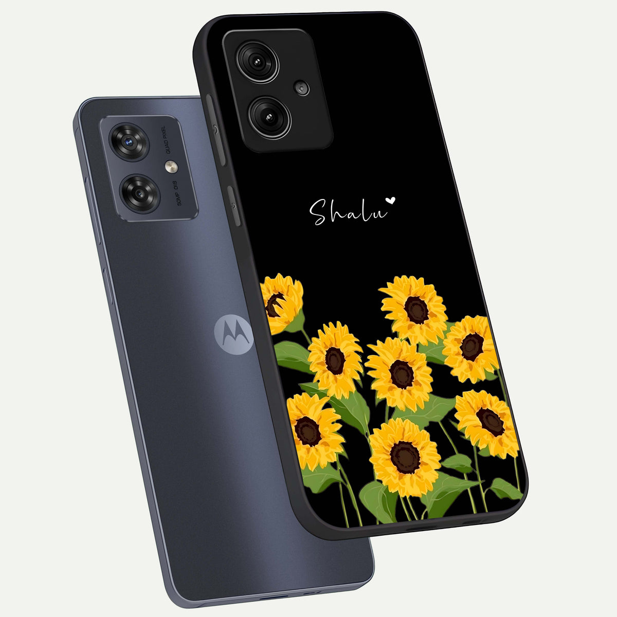  Sunflower Sky Bloom phone case For Moto G54 showing premium glass back cover with detailed artwork