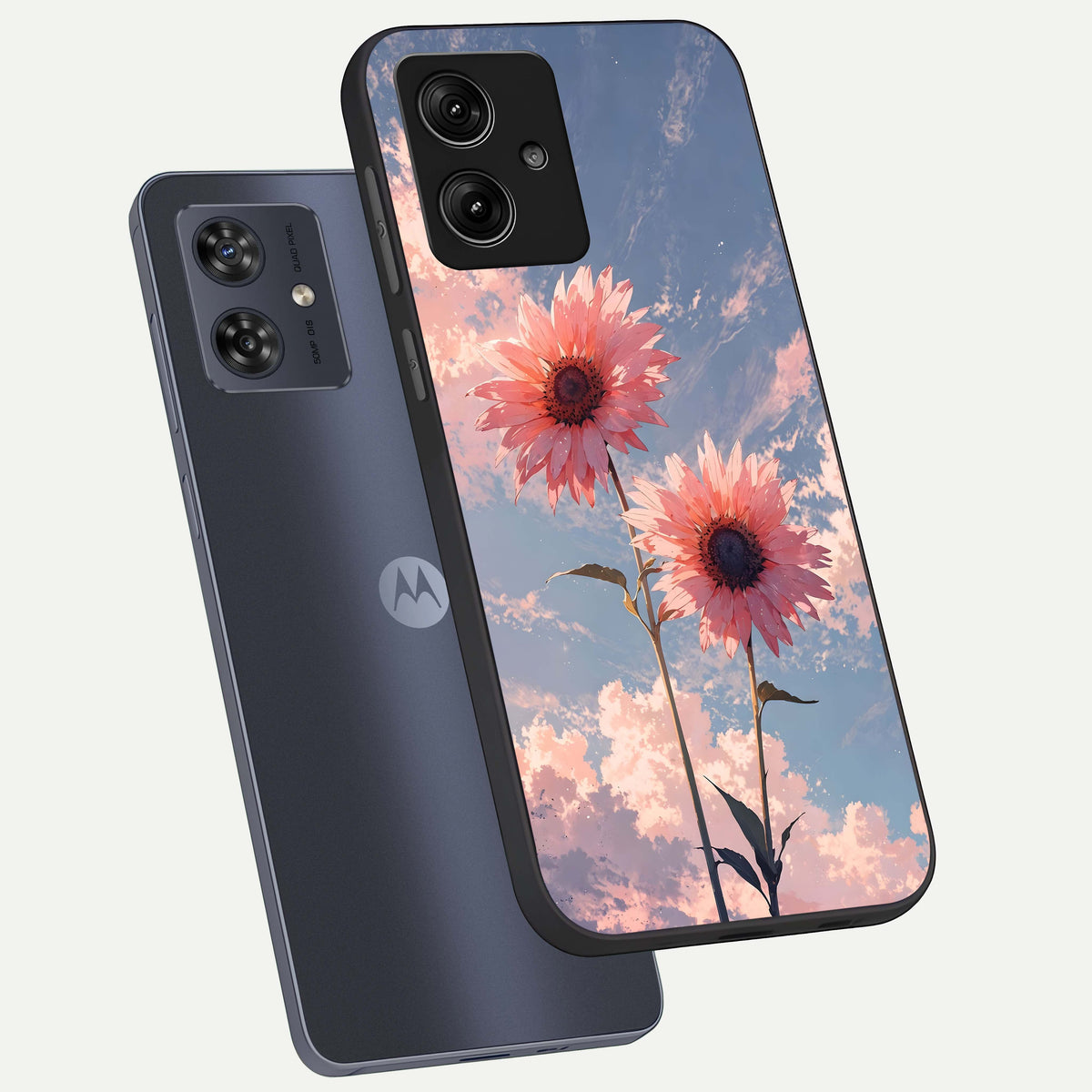  Sun Moon Balance phone case For Moto G54 showing premium glass back cover with detailed artwork