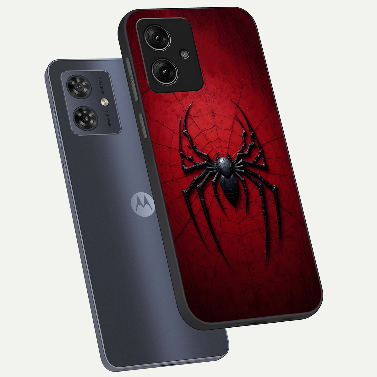  Superhero Web Emblem phone case For Moto G54 showing premium glass back cover with detailed artwork