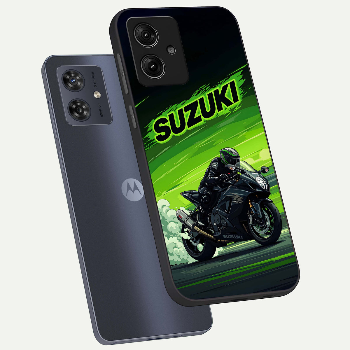  Suzuki Speed Beast phone case For Moto G54 showing premium glass back cover with detailed artwork