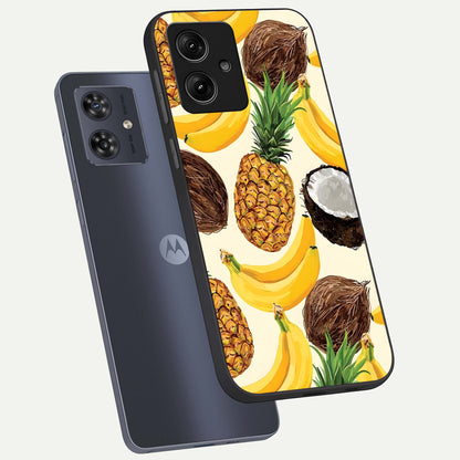  Tropical Fruit Mood phone case For Moto G54 showing premium glass back cover with detailed artwork