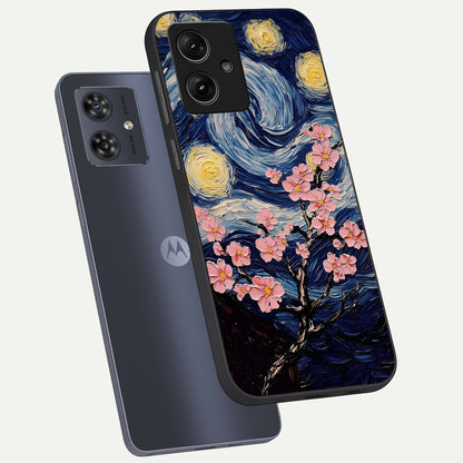  Van Gogh Scenery phone case For Moto G54 showing premium glass back cover with detailed artwork