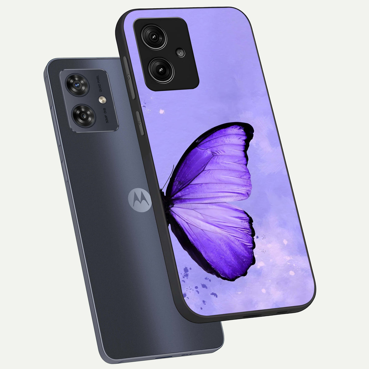 Violet Dream Wing phone case For Moto G54 showing premium glass back cover with detailed artwork
