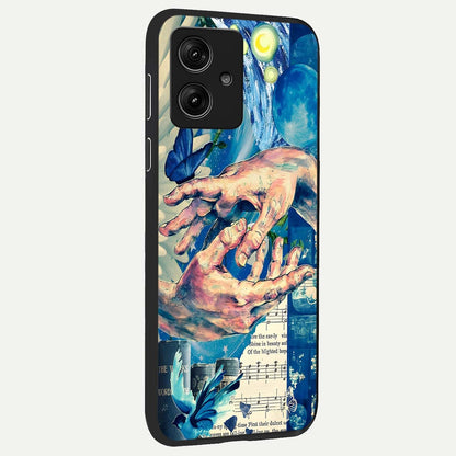  Aesthetic Divider back cover For Moto G54 slim fit glass case with vibrant aesthetic design