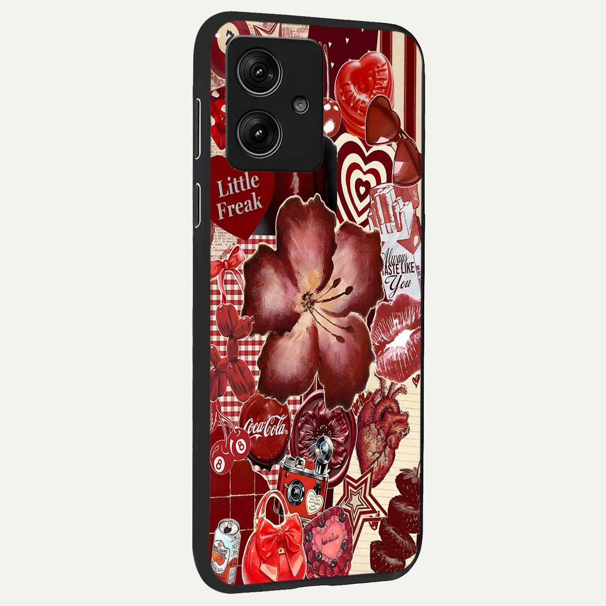  Aesthetic Little Freak back cover For Moto G54 slim fit glass case with vibrant aesthetic design