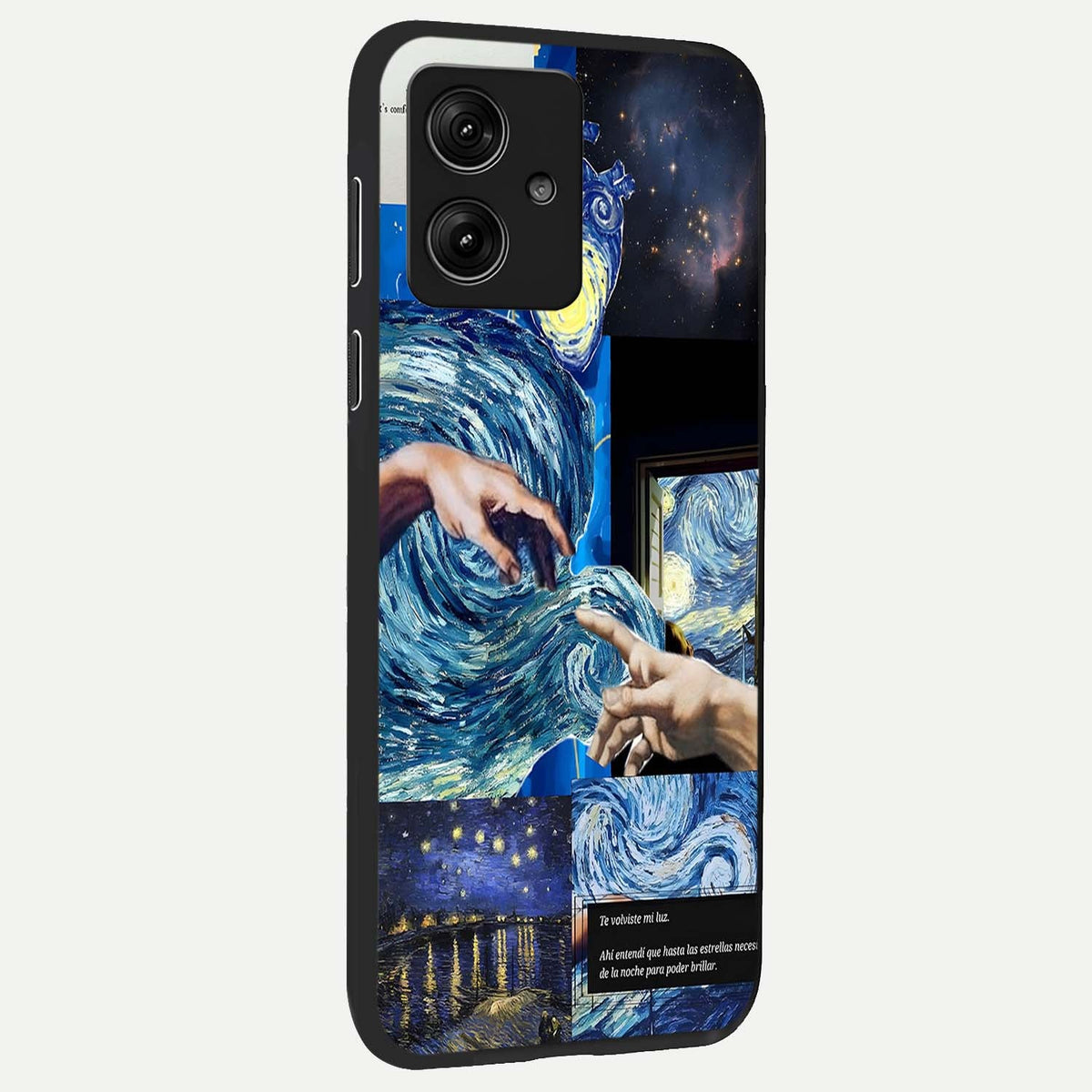  Aesthetic Vando Hands back cover For Moto G54 slim fit glass case with vibrant aesthetic design