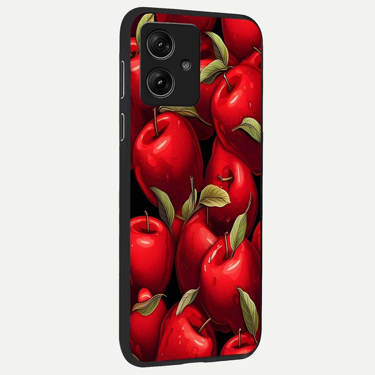  Apple Pattern back cover For Moto G54 slim fit glass case with vibrant aesthetic design